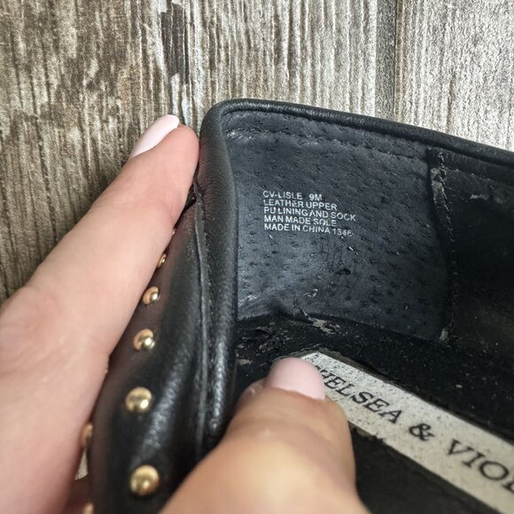 Chelsea Violet Loafers Shoes Women 9MBlack Studded Slip On Leather Whimsigoth - Picture 5 of 8